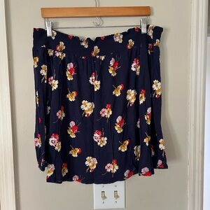 Old Navy Navy Floral Off the Shoulder Women’s Shirt